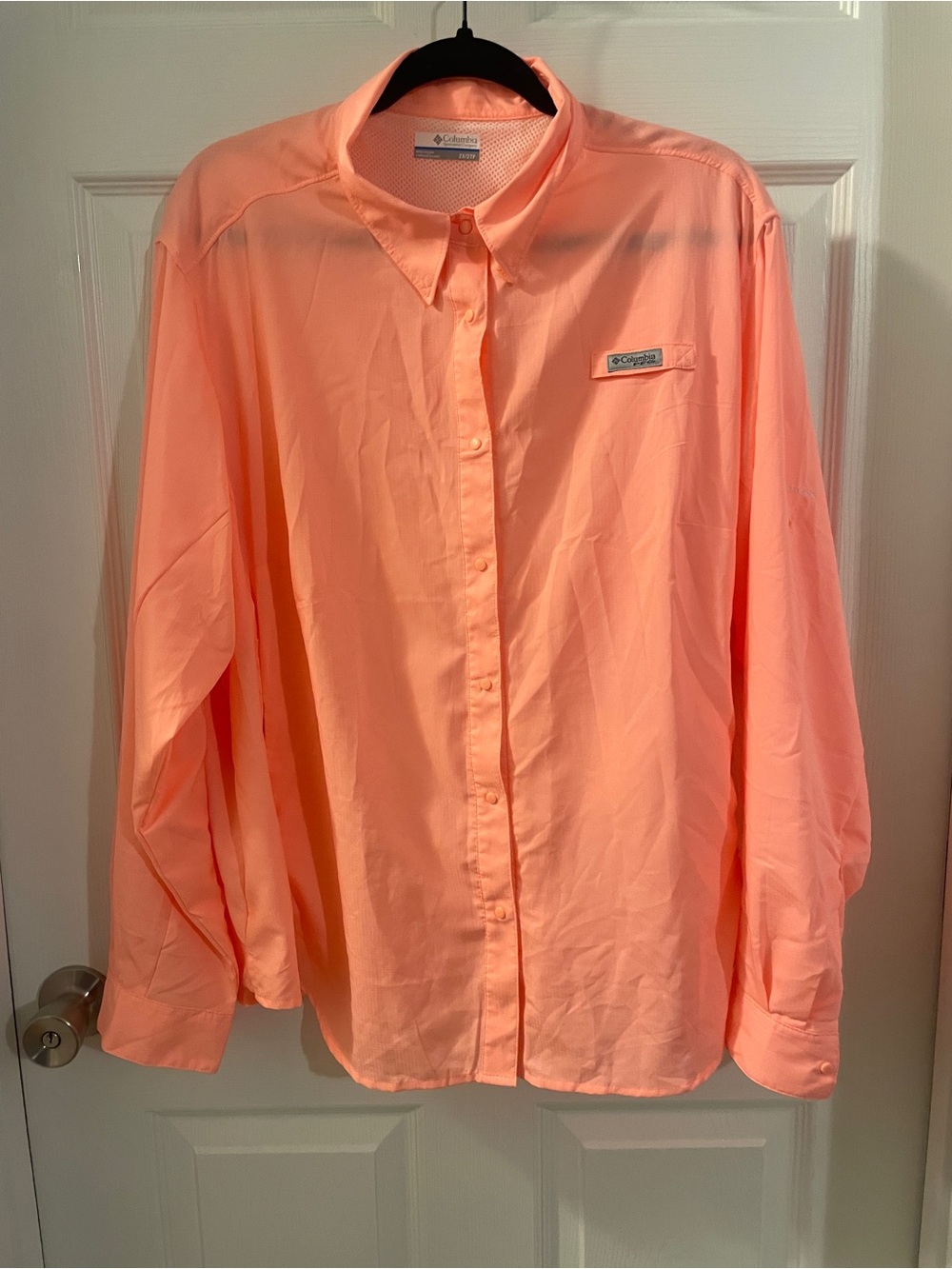 Columbia bright orange Button-Up Long Sleeve Fishing Shirt